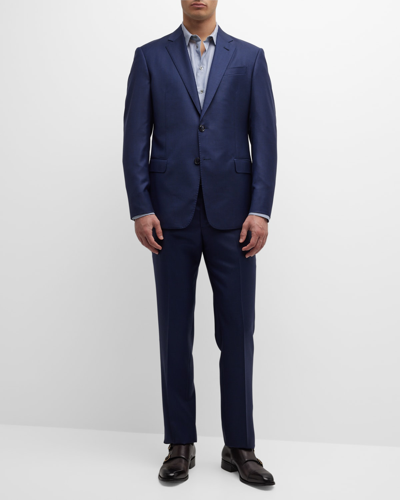 Shop Giorgio Armani Men's Solid Wool Suit In Blue
