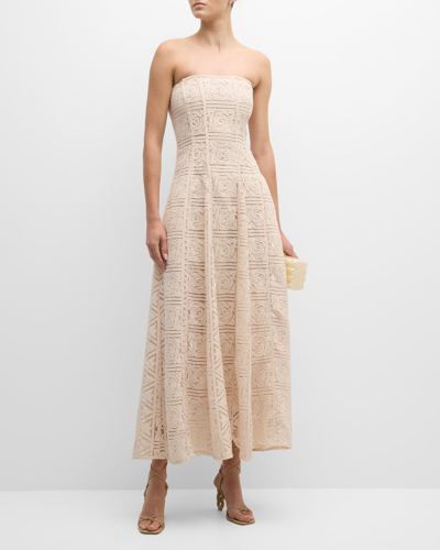 Shop Cult Gaia Solia Long Strapless Floral Lace Dress In Gardenia