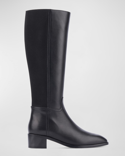 Shop Aquatalia Ricarda Leather Riding Boots In Blackblack