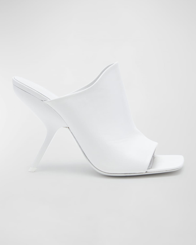 Shop Ferragamo Era Leather Stiletto Mule Sandals In Optic White