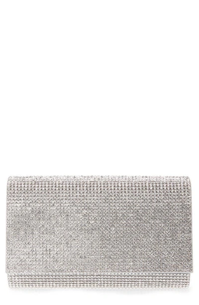 Shop Judith Leiber Fizzy Beaded Clutch In Silver Rhinestone