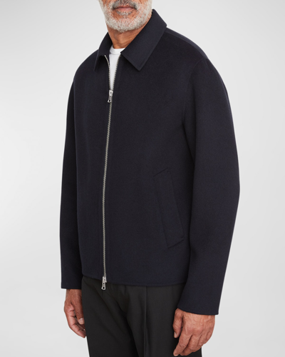 Shop Vince Men's Splittable Zip-front Shirt Jacket In Coastal