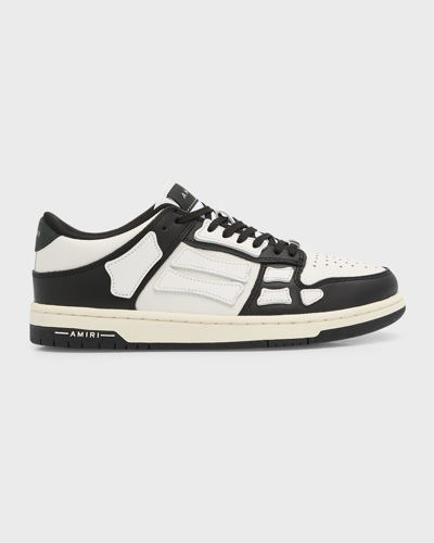 Shop Amiri Skel Bicolor Leather Low-top Sneakers In 004 Black White