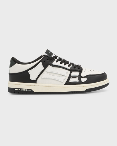 Amiri Skel Bicolor Leather Low-top Sneakers In 004 Black White