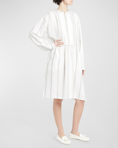 Shop Loro Piana Livien Summertime Striped Linen Shift Dress In F4je Multi Summer