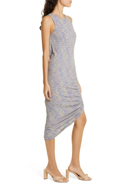 Shop Veronica Beard Haylee Ruched Space Dye Rib Dress In Grey Multi