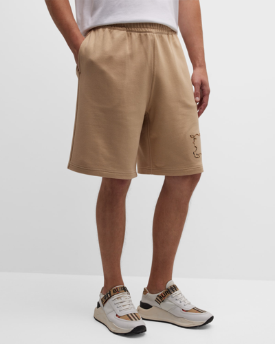 Shop Burberry Men's Horwood Ekd Outline Sweat Shorts In Soft Fawn