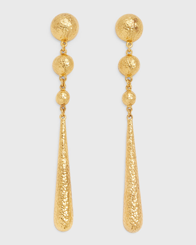 Shop Ben-amun Hammered Dangle Earrings, 5"l In Gold