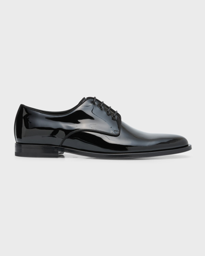 Shop Dolce & Gabbana Men's Patent Leather Derby Shoes In Blk