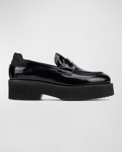 Shop Aquatalia Marta Patent Casual Penny Loafers In Blackblack