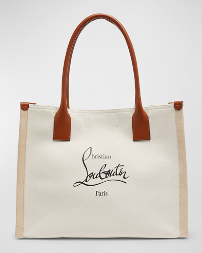 Shop Christian Louboutin Nastroloubi Large Logo Canvas Tote Bag In Natural