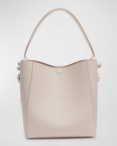 Shop Christian Louboutin Cabachic Mini Spike Leather Shoulder Bag In Leche
