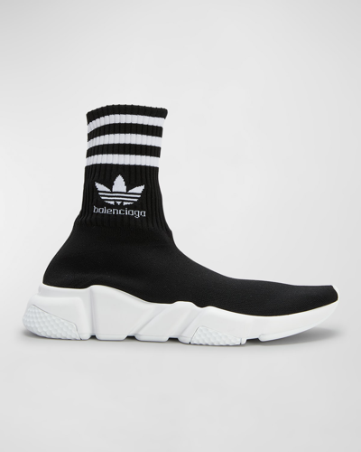 Shop Balenciaga X Adidas Speed Sock Sneakers In 1009 Black/black/