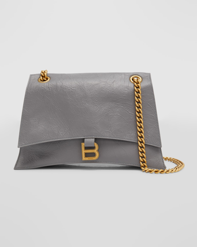 Shop Balenciaga Crush Medium Chain Bag In 1404 Dark Grey
