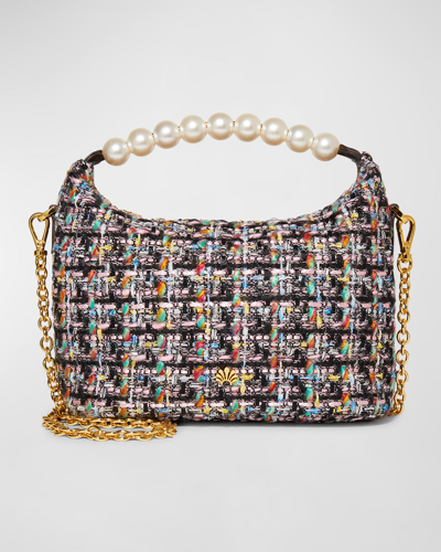 Shop Lele Sadoughi Hazel Pearly Tweed Top-handle Bag In Multi Tweed
