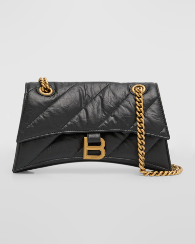 Shop Balenciaga Crush Small Chain Bag Quilted In 1000 Black