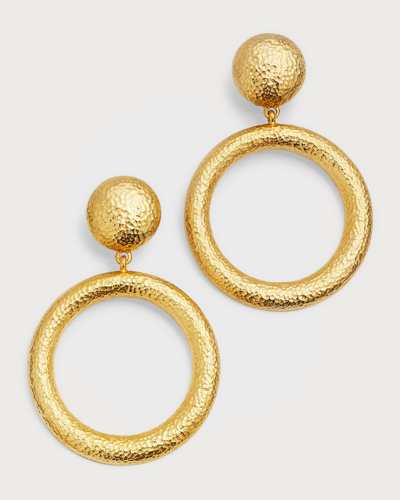 Shop Ben-amun Gold Hammered Hoop Drop Clip-on Earrings