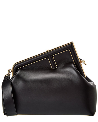 Shop Fendi First Medium Leather Shoulder Bag In Black