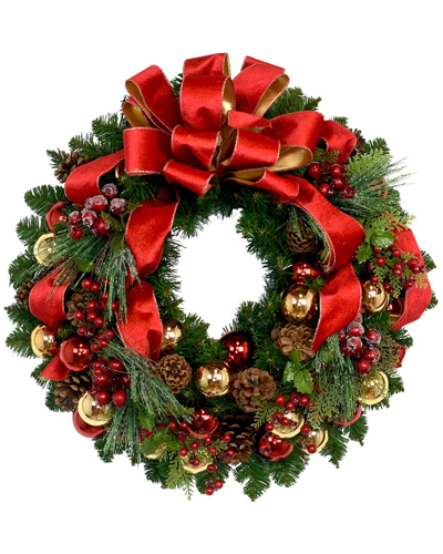 Shop Creative Displays 26in Holiday Wreath With Red Berries, Pinecones And A Red Bow