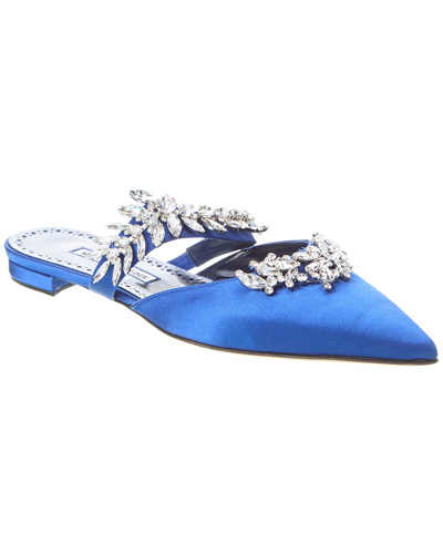 Manolo Blahnik Lurum Satin Flat In Blue