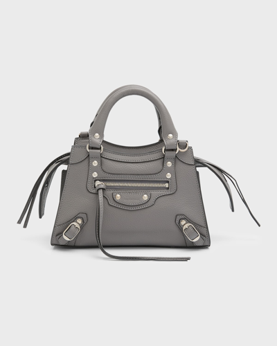 Shop Balenciaga Neo Classic Mini Leather Top-handle Bag In 1219 Dark Grey