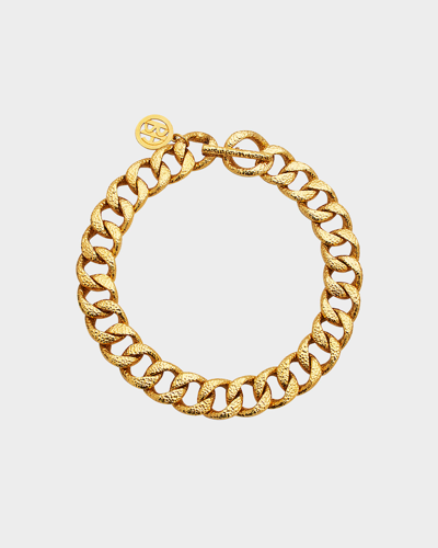 Shop Ben-amun Hammered Chain Necklace In Gold
