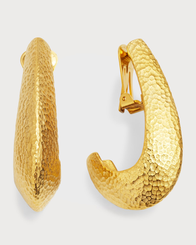 Shop Ben-amun Gold Hammered Clip-on Hard Hoop Earrings