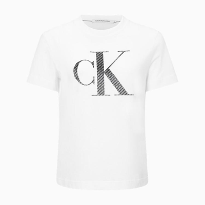 CK Jeans夏季女士时尚纯棉字母填充印花LOGO透气短袖T恤ZW01732