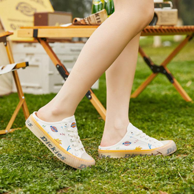 女式半拖鞋一脚蹬23年夏季新款印花帆布休闲鞋透气舒适板鞋女鞋