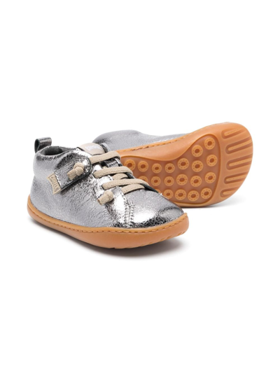 Camper Peu Cami Metallic-finish Leather Sneakers In Grey