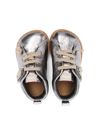 Camper Peu Cami Metallic-finish Leather Sneakers In Grey