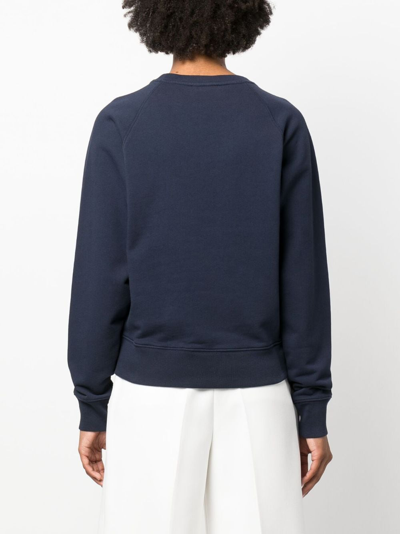 Shop Maison Kitsuné Graphic-print Cotton Sweatshirt In Blue