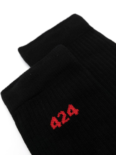 Shop 424 Logo-print Ankle Socks In Black