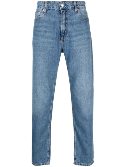 Shop Calvin Klein Jeans Est.1978 Cropped Straight-leg Jeans In Blue