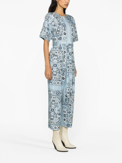 Shop Tory Burch Pisces Dream-print Cotton Jumpsuit In Blue
