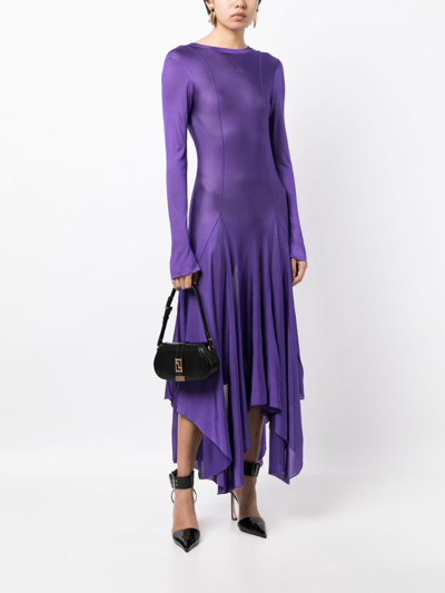 Shop Versace Open-back Maxi Dress In Purple