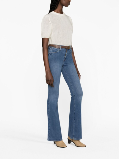 Shop Frame High-waisted Flared Jeans In Blue