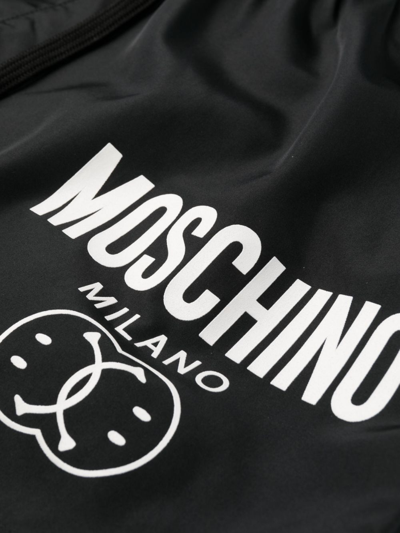 Shop Moschino Logo-print Drawstring Swim Shorts In Black