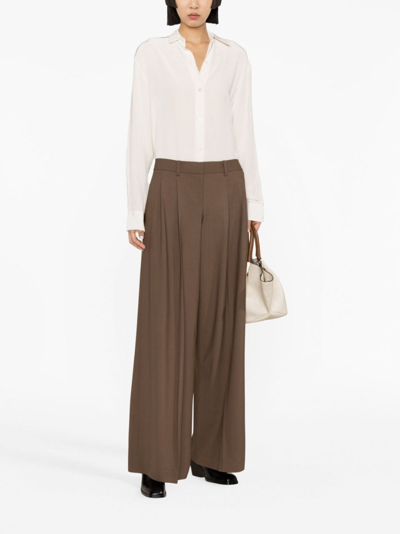 Shop Theory Pleated Wool Trousers In Brown