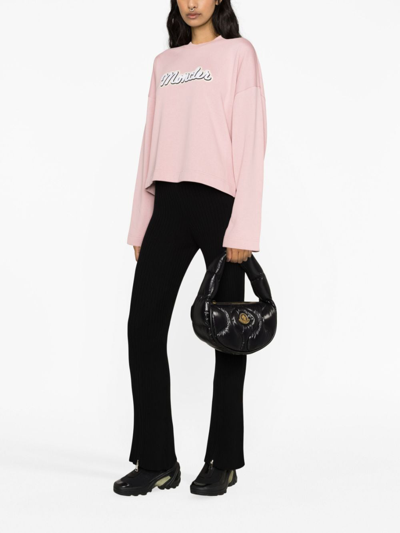 Moncler Logo-print Long-sleeve T-shirt In Pink