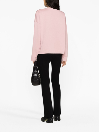 Moncler Logo-print Long-sleeve T-shirt In Pink