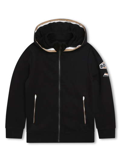 Shop Bosswear Logo-patch Zip-up Hoodie In Black