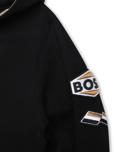 Shop Bosswear Logo-patch Zip-up Hoodie In Black