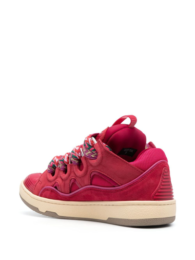 Shop Lanvin Curb Chunky Leather Sneakers In Red
