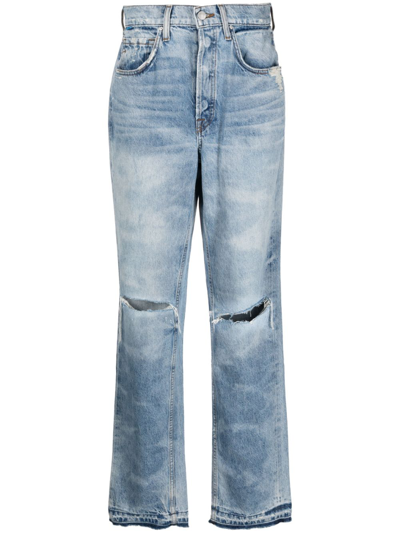Shop Cotton Citizen Kate Straight-leg Ripped Jeans In Blue
