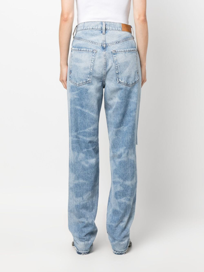 Shop Cotton Citizen Kate Straight-leg Ripped Jeans In Blue