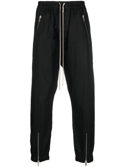 Shop Rick Owens Drawstring-waist Organic-cotton Trousers In Black