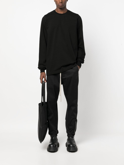 Shop Rick Owens Drawstring-waist Organic-cotton Trousers In Black