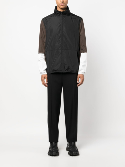 Valentino Rockstud-embellished Colour-block Jacke In Black