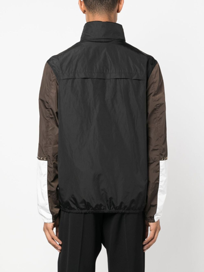 Valentino Rockstud-embellished Colour-block Jacke In Black